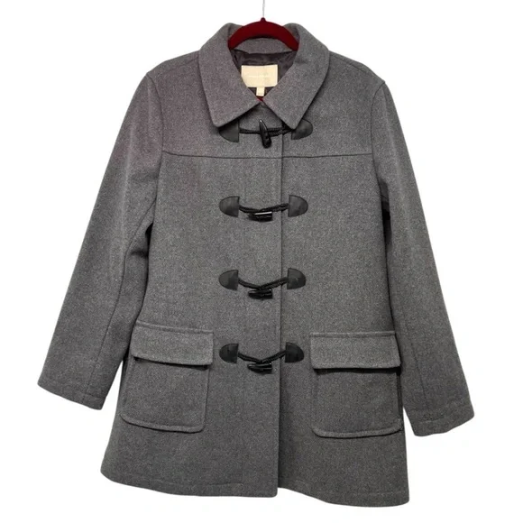 Banana Republic Factory Gray Wool Blend Toggle Button Hip Length Coat Women XL - Picture 1 of 8